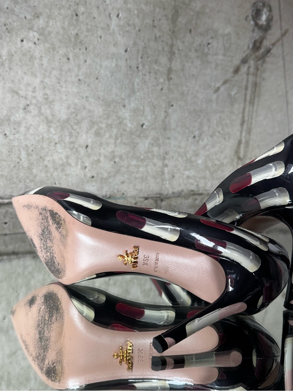 Prada Lipstick Print Patent Leather Pumps - Picture 7 of 8